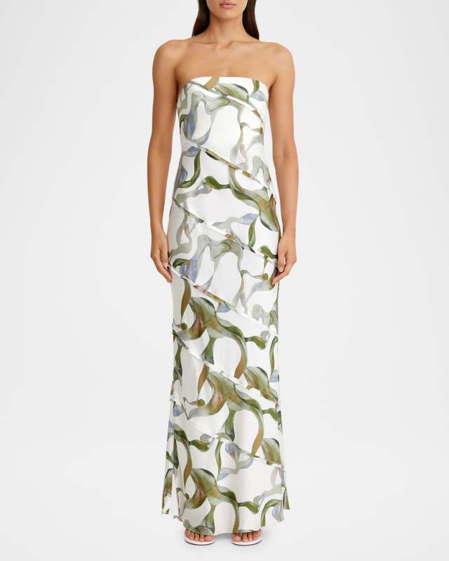 Aurelia Strapless Tiered-Seams Maxi Dress